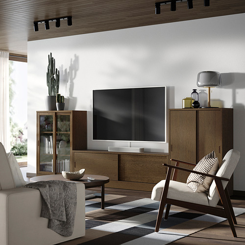 TONSTAD, TV storage combo with sliding doors 2 of 6 open dialog