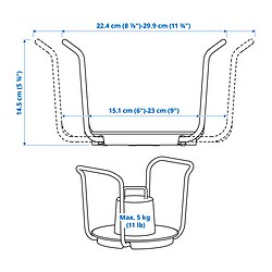 Ilustración de medidas - UPPDATERA portaplatos 15-23 cm
