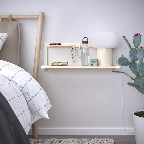 IKEA Puerto Rico - SKOMAKARE wall shelf, white/aspen, 25 5/8 
