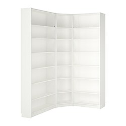 BILLY, bookcase corner comb w ext units, White