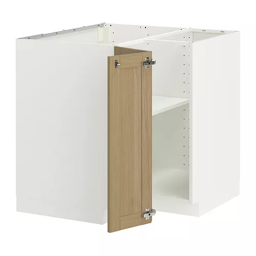 IKEA La Gomera - METOD corner base cabinet with shelf, white/Forsbacka oak