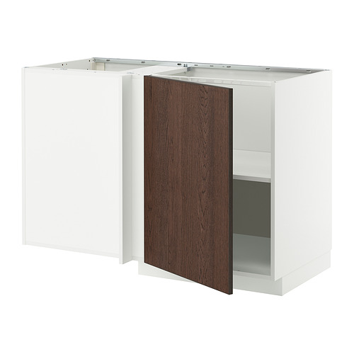 Mueble de cocina moderno, blanco y marrón oscuro. Puerta robusta a presión con chapa de roble, estante ajustable.