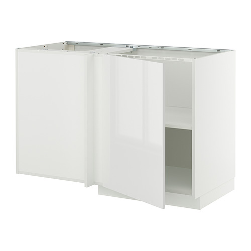 Mueble de cocina METOD blanco con superficies lisas y brillantes y almacenamiento abierto.