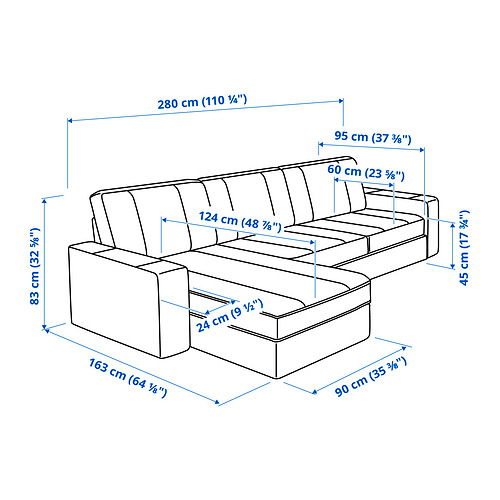 KIVIK, sofá 3 plazas con chaiselongue 9 de 9 open dialog