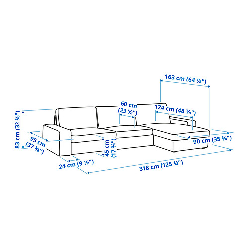 KIVIK, sofá de 4 plazas con chaiselongue 9 de 9 open dialog