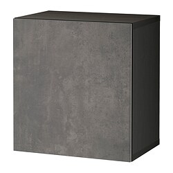 BESTÅ, shelf unit with door, Black-brown / Kallviken dark gray