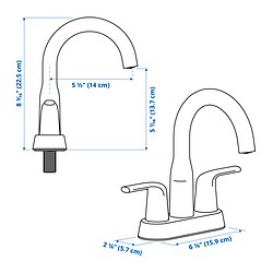Measurement Illustration - MACKSJÖN centerset sink faucet