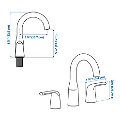 Measurement Illustration - MACKSJÖN widespread sink faucet