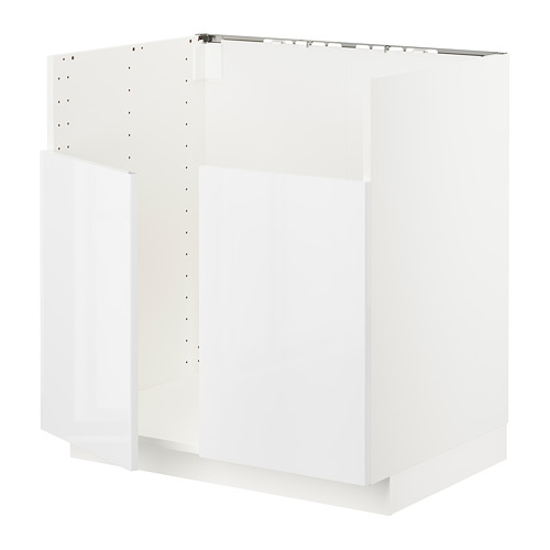 Mueble de cocina blanco de la serie METOD de ikea, con puerta brillante y marco robusto.