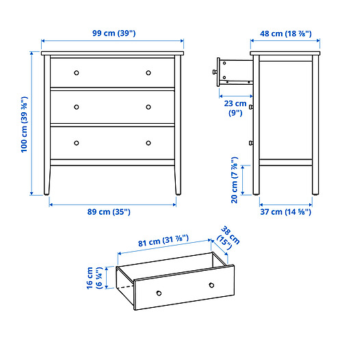 GULLABERG, 3-drawer chest 6 of 6 open dialog