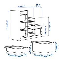 Measurement Illustration - TROFAST storage combination with boxes