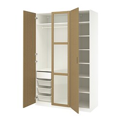 PAX/KAMMARTORP/GULLABERG, combinación armario, TONSTAD chapa roble / vidrio