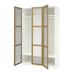 PAX/KAMMARTORP/GULLABERG, combinación armario, TONSTAD chapa roble / vidrio