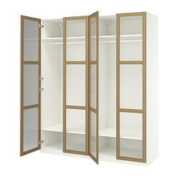 PAX/KAMMARTORP/GULLABERG, combinación armario, TONSTAD chapa roble / vidrio