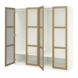 PAX/GULLABERG, wardrobe combination, TONSTAD oak veneer / glass