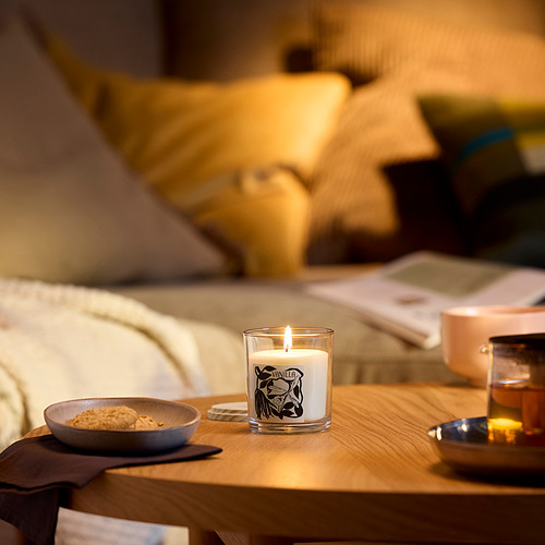 LOTSFÅGEL, scented candle in glass with lid. 2 of 8 open dialog