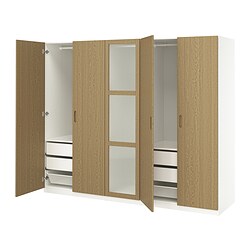 PAX/GULLABERG, wardrobe combination, TONSTAD oak veneer / glass
