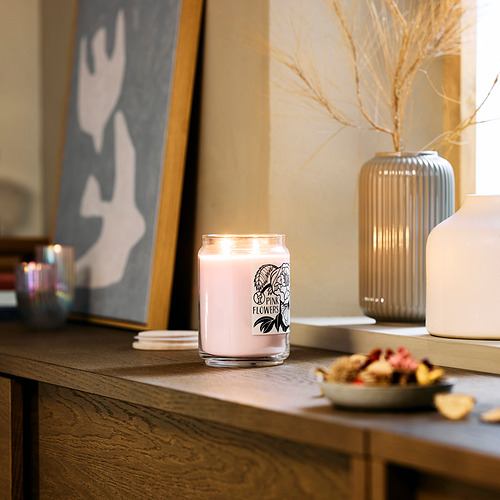 PRAKTHÄGER, scented cndl in glass w lid/2 wicks. 2 of 6 open dialog