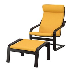 POÄNG, armchair and ottoman, Skiftebo yellow