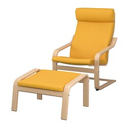 POÄNG, sillón y reposapiés, Skiftebo amarillo