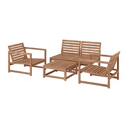NÄMMARÖ, conjunto 4 plazas, exterior, Tinte marrón claro