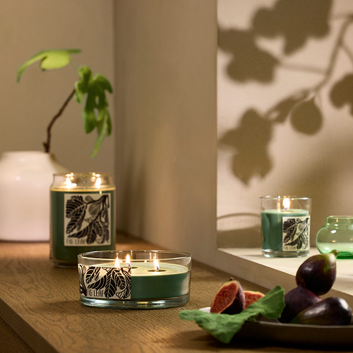 LOTSFÅGEL, scented cndl in glass w lid/3 wicks. 3 of 8 open dialog
