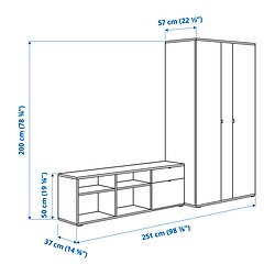 Ilustración de medidas - VIHALS combinación de armario y mueble TV