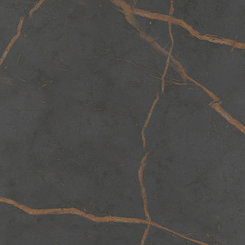 Superficie oscura de porcelana de alta presión con vetas anaranjadas visibles, que muestra una textura suave y duradera.