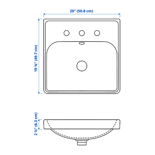 ORRSJÖN, semi-recessed sink 3 of 3 open dialog