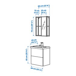 Ilustración de medidas - ENHET Combinación muebles baño con grifo PILKÅN