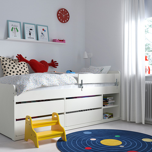 SLÄKT / NATTAPA, bed frm w strg+guard rl+slat bd bse 2 of 4 open dialog