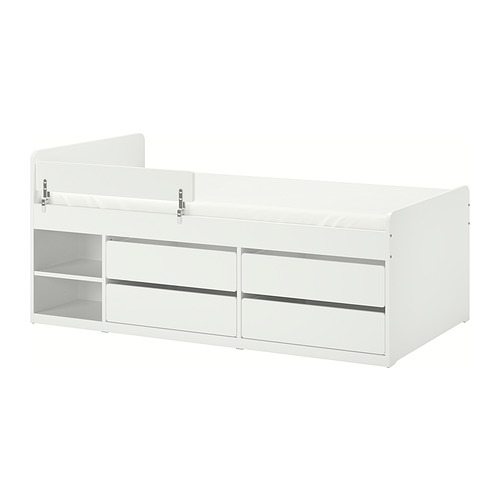 SLÄKT / NATTAPA, bed frm w strg+guard rl+slat bd bse 1 of 4 open dialog