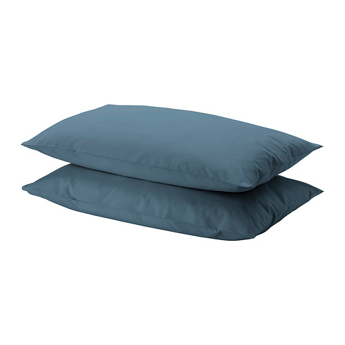 Pila de dos almohadas de algodón azul DVALA, forma rectangular, diseño liso.