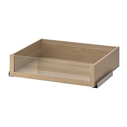 KOMPLEMENT, drawer with glass front, White stained oak effect