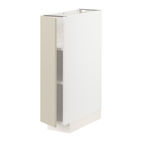 Mueble de cocina blanco METOD con puerta beige, cuadrado, estante ajustable.