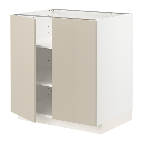 Mueble de cocina METOD beige: liso, rectangular con estantes ajustables.