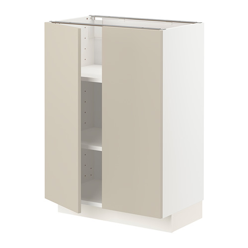 Mueble de cocina METOD de Ikea, beige, rectangular, diseño moderno con estantes ajustables.