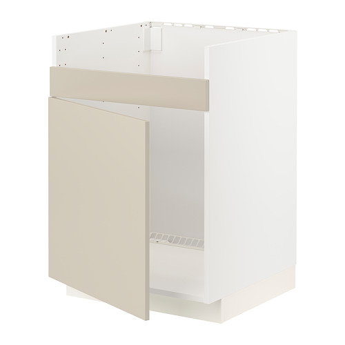 Mueble de cocina METOD beige con estructura blanca.