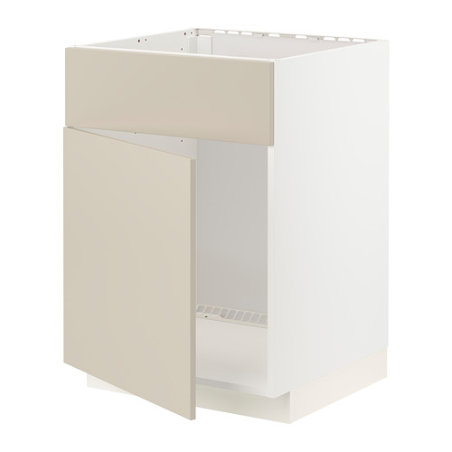 Un mueble de cocina METOD beige con interior blanco. Tiene un diseño moderno y limpio con un acabado suave.