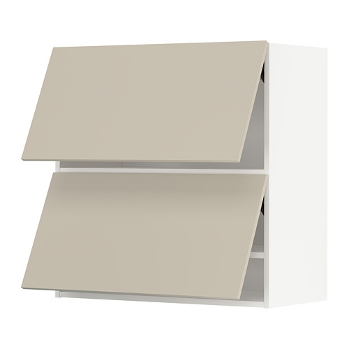 Dos muebles de cocina METOD beige de diseño plano y anguloso y superficies lisas.