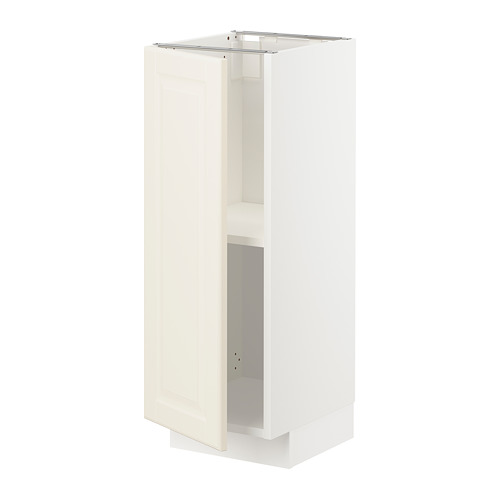 Mueble METOD blanco roto con bordes biselados, estantes rectangulares y ajustables.