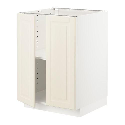 Mueble METOD blanco roto con puertas biseladas, diseño moderno, perfil bajo, acabado blanco.