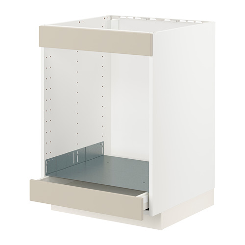 Mueble de cocina METOD, beige, blanco y acero, rectangular, diseño moderno y minimalista.