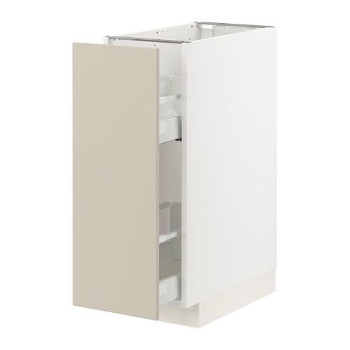 Mueble de cocina METOD en color beige con estantes extraíbles, diseño elegante.