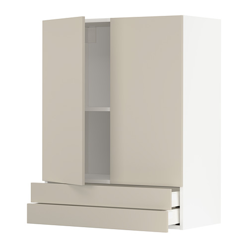 Mueble de cocina METOD beige con dos puertas y dos cajones.