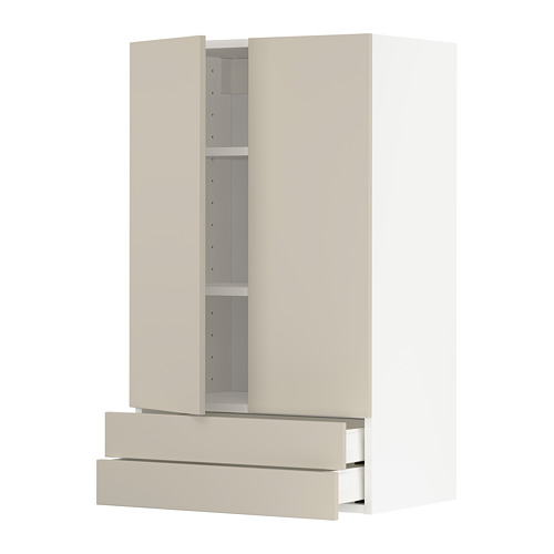 Mueble de cocina moderno: METOD en beige con 2 cajones y 1 estante, diseño elegante, construcción robusta.
