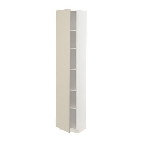 Mueble de almacenaje columna METOD, beige. Mueble de cocina moderno, estantes ajustables, acabado liso.