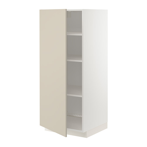 Mueble de cocina moderno, METOD beige, forma rectangular alta, 3 estantes, acabado liso.