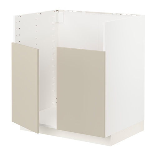 Mueble de cocina METOD en color beige. Diseño moderno y limpio con superficies lisas. Incluye estructura de marco, bisagras y materiales de tableros de partículas.