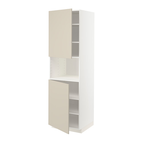 Mueble de cocina METOD, beige, blanco y beige de dos puertas, estantes ajustables, forma cuadrada, diseño moderno.